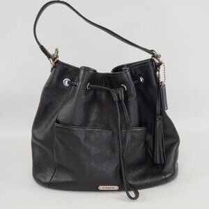 Coach AVERY Black Pebble Leather HOBO Drawstring Shoulder Bag Purse Style 27003
